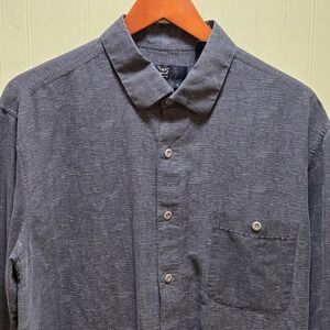 Nat Nast Shirt Mens Large Gray Textured Silk Long Sleeve Button Up Casual